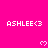 A bright pink background displays repeated white text 'ASHLEE<3' with pixelated heart symbols beneath each instance, partially obscured by a gray overlay in the bottom-right corner.