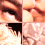 pixelated facial close-ups showing sequential changes in eye position, mouth shape, and hand placement against a light background