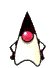 Animated contact sheet of a cartoon character with pink eyes, black cone-shaped head, and white body performing various hand gestures against gray background.