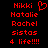 Red pixelated text and a heart symbol on black background, with two identical of names and phrases