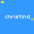 Blue background with repeated white text 'christina' and scattered yellow and light blue stars.