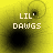 Yellow background with black circular gradients and pixelated text reading LIL' DAWGS in four quadrants.