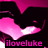 Pixelated icon with pink and black color scheme featuring abstract shapes and the text 'iloveluke' at the bottom.