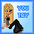 Pixel art of a blonde anime-style character with long hair and a black outfit holding a black object, against a light blue background with changing text.