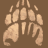 Pixelated image split into two sections: left side shows light brown footprints on dark brown background, right side displays red circular logo with yellow design above black Disney text and .com on gradient yellow-orange backdrop.