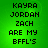 Green background with black pixelated text reading 'KAYRA JORDAN ZACH ARE MY BFFL'S' in four identical quadrants.