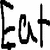 Pixelated hand cursor clicks green button above text reading 'Eat This Roger' in black handwritten font on white background.