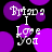 Pixelated text 'Bryan I Love You' in white over purple circles on black background, with visible animation changes across frames.