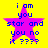 Yellow background with blue text and a pink star containing text, showing animation where the star's outline shifts slightly between frames.