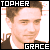 nine identical pixelated images showing a person in formal attire with text labels above and below the head