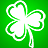 Green background with white four-leaf clover icon and text 'Kiss Me I'm Irish' in pixelated font.