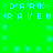 Green background with repeated light blue pixelated text 'DARK RAVEN' in two , scattered light blue square pixels