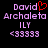 Pixelated text displays 'David Archaleta' with a red heart symbol replacing the letter 'i' in David, followed by 'ILY' and '<33333' on black background.