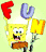 Animated contact sheet showing three frames of a Spongebob Squarepants-themed buddy icon with text elements and character expressions.