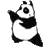 Nine black-and-white panda icons arranged in a , each showing a different pose with arms raised or extended