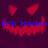 Pixelated red jack-o'-lantern face with blue text "Erin Mackin" on dark purple background, two identical frames side-by-side and one below left.