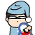 A cartoon character with a light blue nightcap and glasses holds a magnifying glass over a red object, showing multiple facial expressions and hand positions across frames.