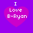 Four identical pixelated heart icons with white text on a purple background, each displaying "I Love B-Ryan" in blocky font.
