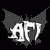 Pixelated black-and-white icon featuring stylized white text "AFI" with dark gray splatter effects on a transparent background.