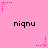 Pink background with repeated 'niqu' text and pink star-shaped pixel art elements in various positions.