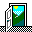 Animated contact sheet of 8 pixel-art door frames showing day/night transitions and open/closed states with checkered flooring.