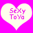Two identical heart-shaped icons with pink text on a bright pink background, each displaying 'SeXy ToYo' in pixelated font.