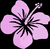 Pixelated pink flower with five rounded petals and dark center on black background.