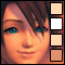 Animated avatar with brown hair and blue eyes showing four color variations of the face in a