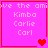 Four identical pink with red borders display white text reading Kimba, Carlie, Carl and a red heart symbol in the center