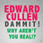 A four-quadrant pixel art image with red, gray, and white sections containing text about Edward Cullen.