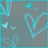 Pixelated icon with cyan hearts on gray background and cyan text on black background reading <3Kristen<3 and <3Dustin<3 4 eva