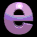 Animated sequence of purple 3D letters e and x rotating against black background, showing multiple angles with light reflections.