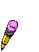 Pixelated pencil with pink eraser and yellow body, shown in multiple angled poses against gray background.