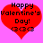 Two identical pixelated red hearts on a pink background with black text reading "Happy Valentine's Day! <3<3<3".