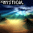Animated contact sheet showing 10 sequential frames of a mystical landscape with glowing clouds and golden ground under dark blue sky, each frame labeled "*MYSTICAL" in yellow text at top left.
