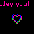 Animated sequence of pink 'Hey you!' text with heart symbols and changing letters on a black background, displaying motion through color shifts and character variations.