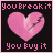 A 4-frame animated contact sheet showing a pink heart with a crack, alternating between