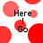 Red and pink circular shapes on white background with 'Here I Go' text, animated as circles shift positions across frames.