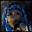 Pixelated image of a character with blue hair and a dark background, next to stylized text reading "Anime IM" and "com".