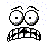 Six pixelated cartoon faces with varying expressions on a gray background, each face has large eyes and teeth.