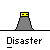 Animated sequence of a yellow-shirted character with blue pants performing actions atop gray pyramids with yellow tops, each frame labeled "Disaster" below.