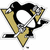 Animated penguin icon with black, white, and gold colors holding hockey sticks inside a triangular frame.
