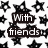 Black-and-white pixelated image with scattered star shapes and text blocks reading "With friends who needs like these enemies?" in bold white letters on dark backgrounds.