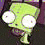 Animated contact sheet showing two frames of a green cartoon alien character with large white eyes and purple accents, displayed side-by-side on a gray background.