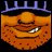 Pixelated cartoon icon of a smiling orange character wearing a brown cowboy hat with a black band, set against a dark background with purple horizontal lines at the top.