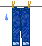 Blue denim pants hang on a clothesline with a small blue water droplet animation moving across the scene.