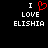 Pixelated text and heart symbol on black background, with red heart replacing 'love' in left