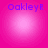 Four identical pink circular icons with purple text "OakleyR" arranged in a on a solid pink background