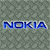 Blue 'NOKIA' text in various orientations on a gray patterned background, with no visible animation changes.
