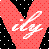 Pixelated icon with red dotted heart shape on black background, white cursive text 'Clyde' overlaid.